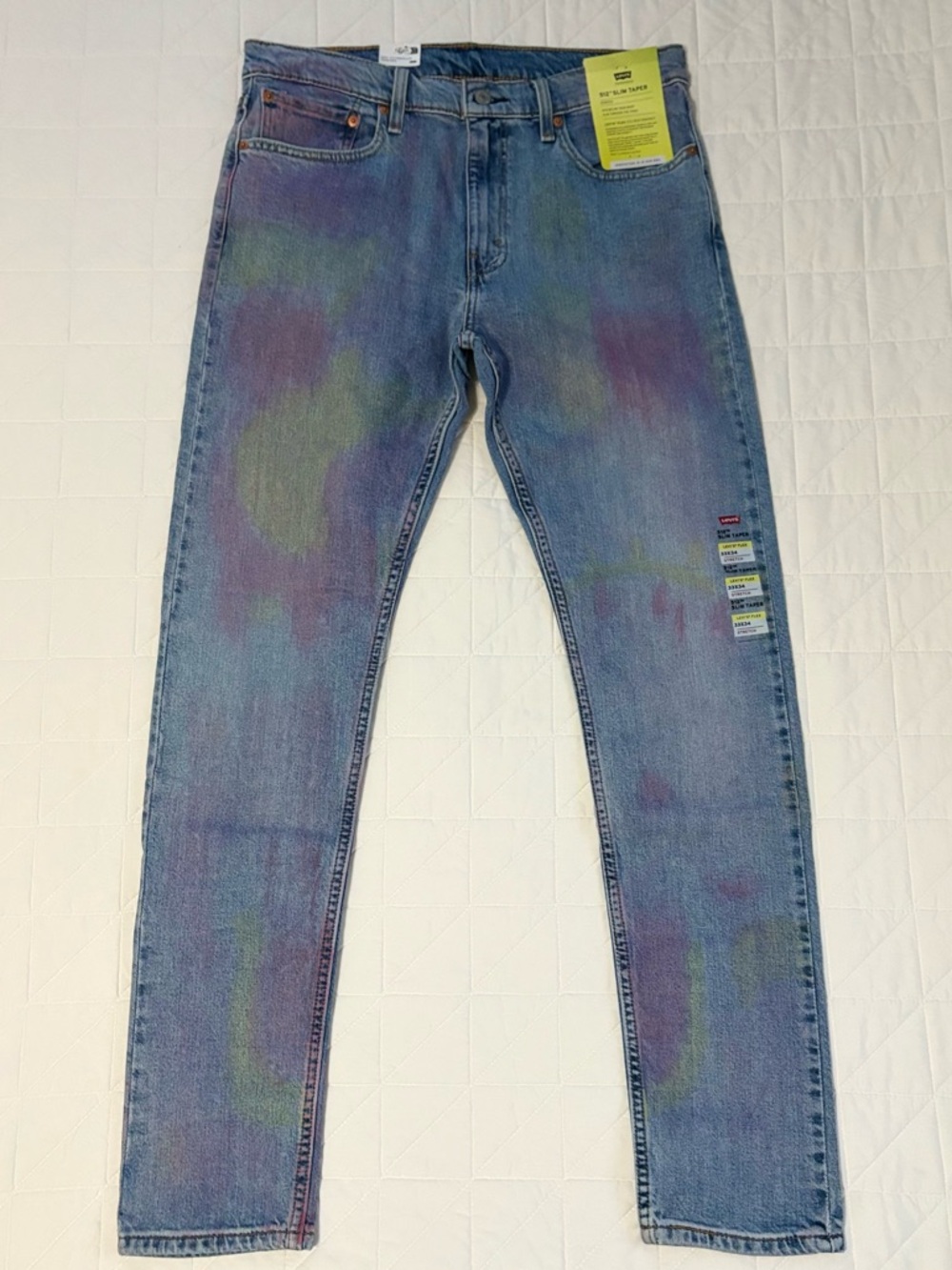 Levi’s 512 Slim Taper Splatter Paint Faded Dye Denim Jeans - NWT Size 33x34